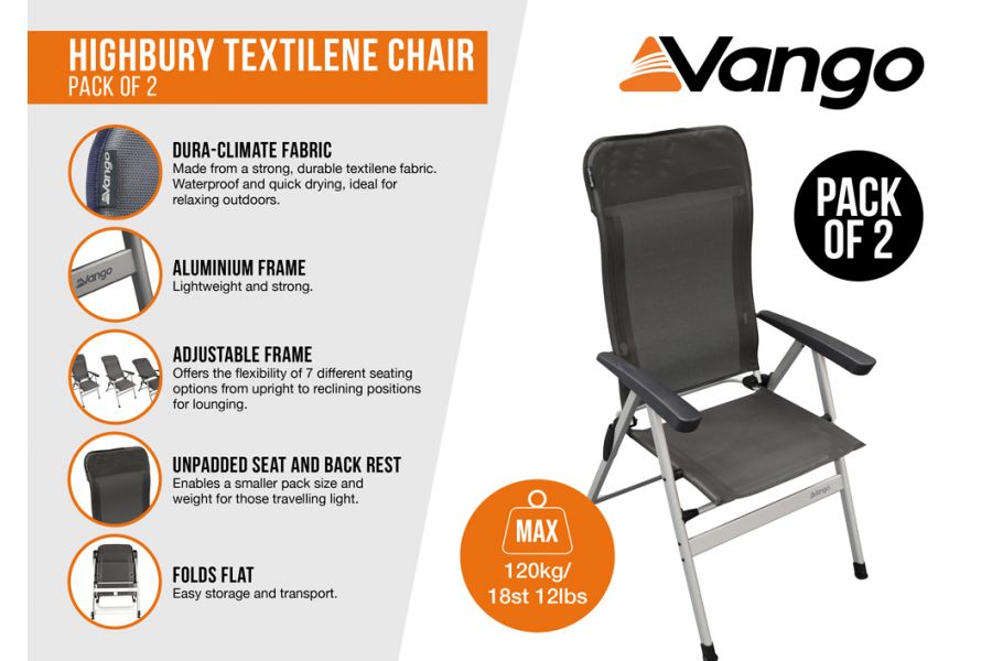 Vango Highbury Textilene Chair (Twin Pack)