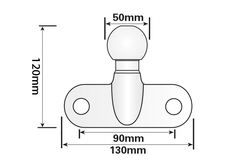 Maypole MP500 E Approved Heavy Duty 50mm Towball Silver Display Packed